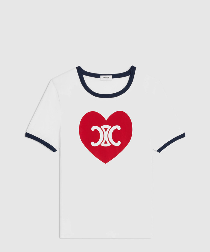 셀린느 하트 트리옹프 티셔츠 코튼 저지 오프 2X01L6