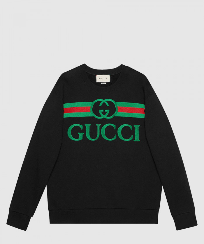 구찌 로고 자수 라운드 맨투맨 티셔츠 469250