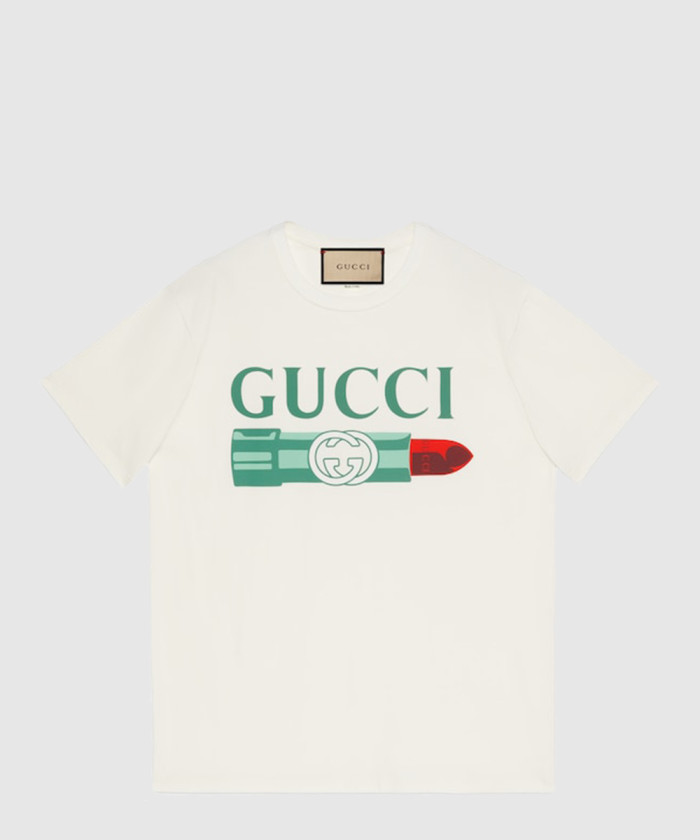 구찌 구찌 립스틱 프린트 코튼 티셔츠 717422