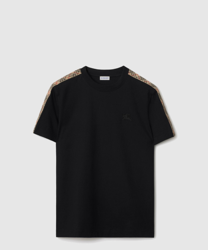 버버리 체크 트리밍 코튼 티셔츠 81062481