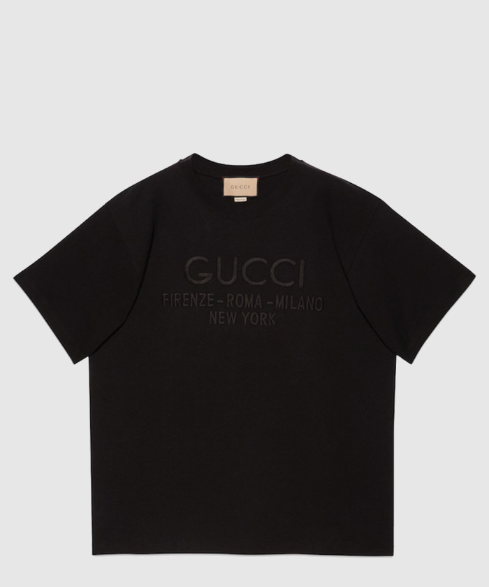 구찌 자수 로고 코튼 티셔츠 616036