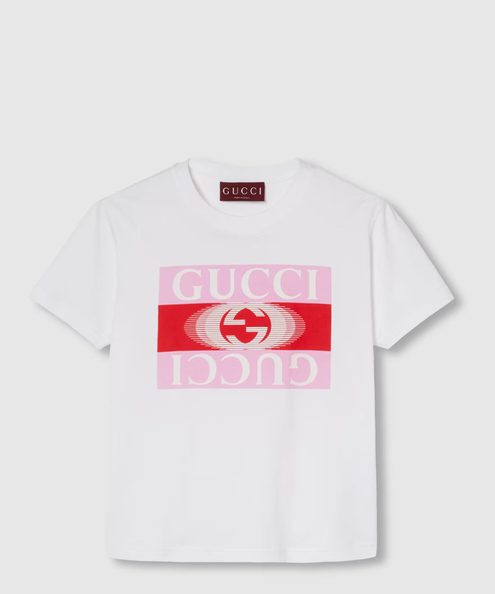 구찌 구찌 프린트 코튼 저지 티셔츠 787299