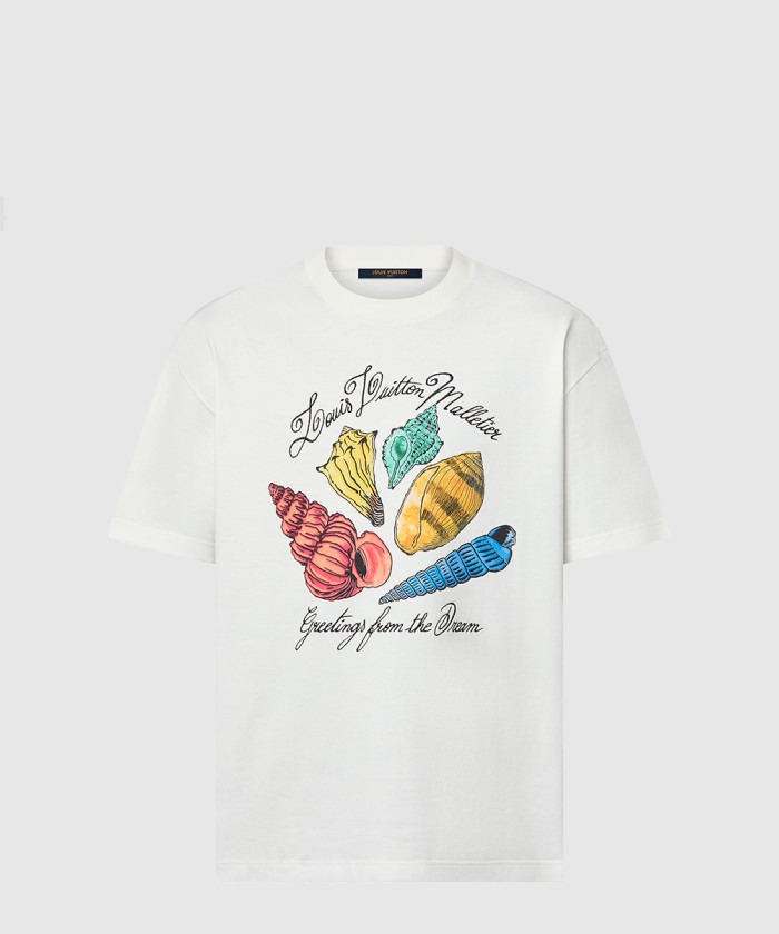 루이비통 프린티드 쇼트 슬리브드 코튼 티셔츠 1AFR48