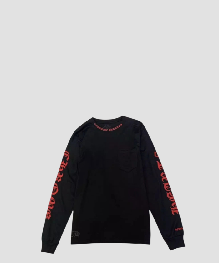 크롬하츠 넥 로고 롱 슬리브 티셔츠