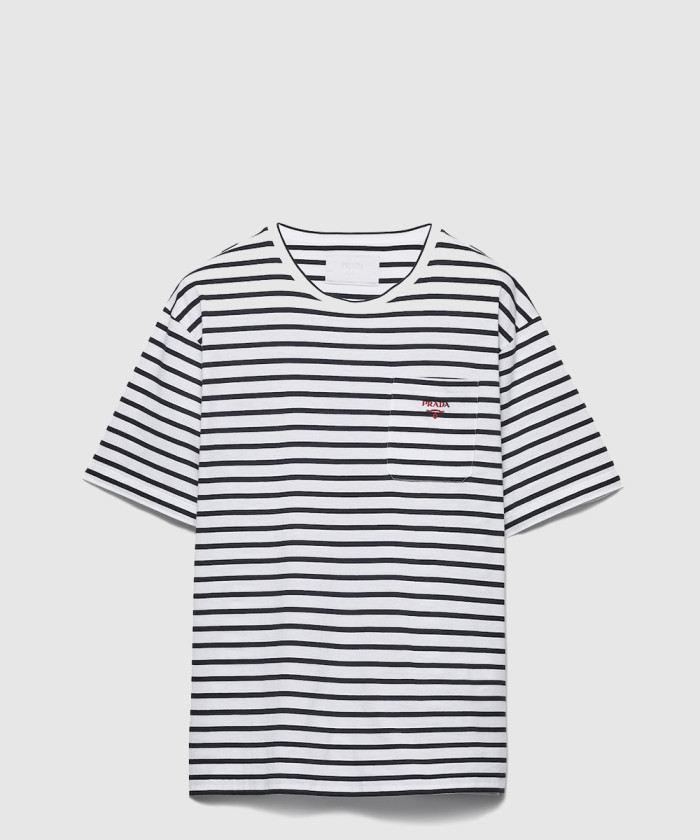 프라다 스트라이프 코튼 티셔츠 UJN929