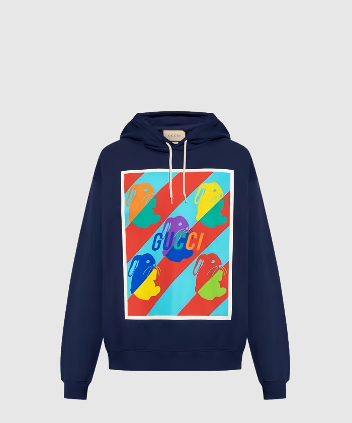 구찌 티셔츠 버니 프린트 코튼 저지 스웨트셔츠 728986