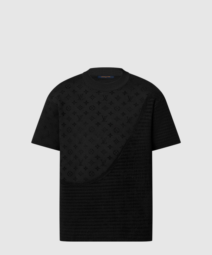 루이비통 그래픽 자카드 쇼트 슬리브드 크루넥 1AHCMP