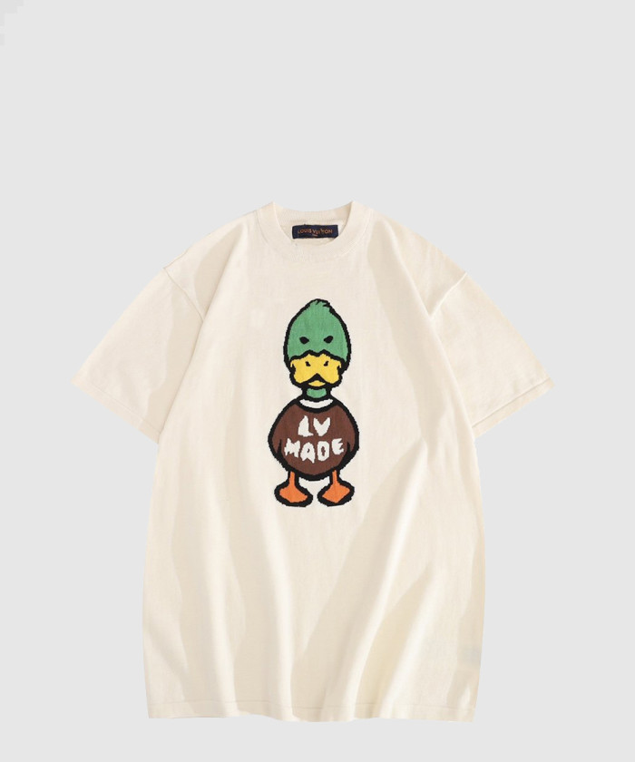 루이비통 프린티드 쇼트 슬리브드 코튼 티셔츠 1A9GOK