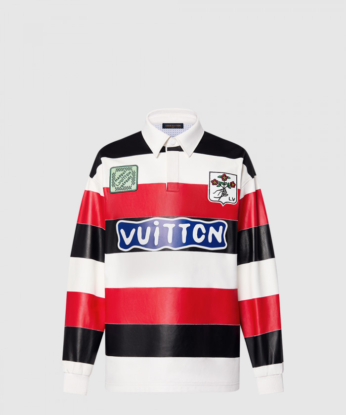 루이비통 롱 슬리브드 레더 인따르시아 럭비 폴로 1AFIS2