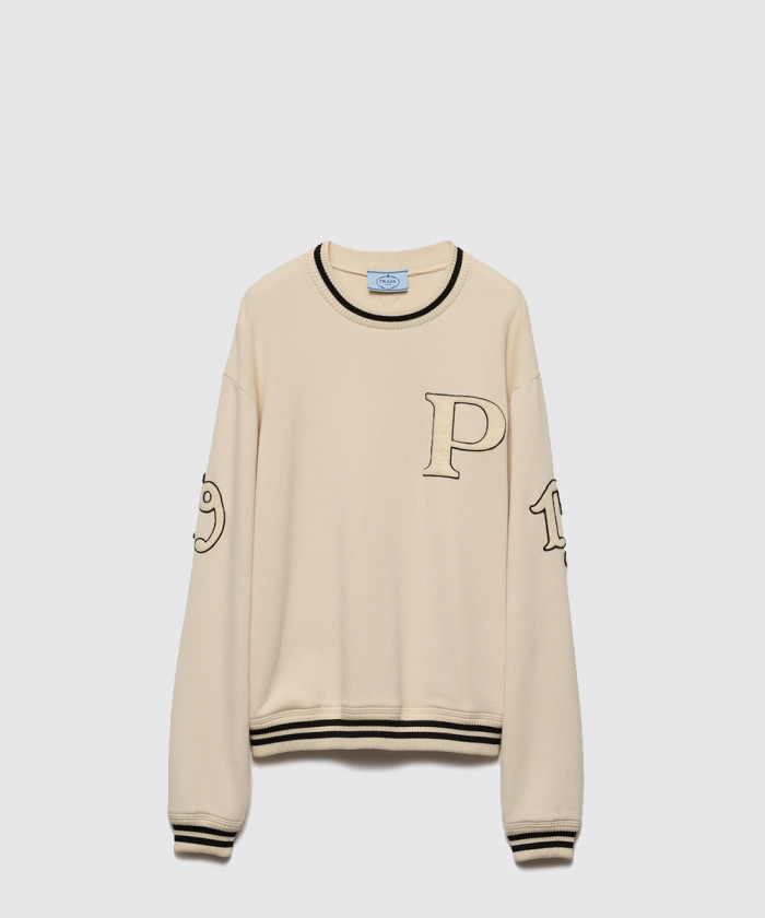 프라다 패치 장식 코튼 플리스 스웨트셔츠 134709