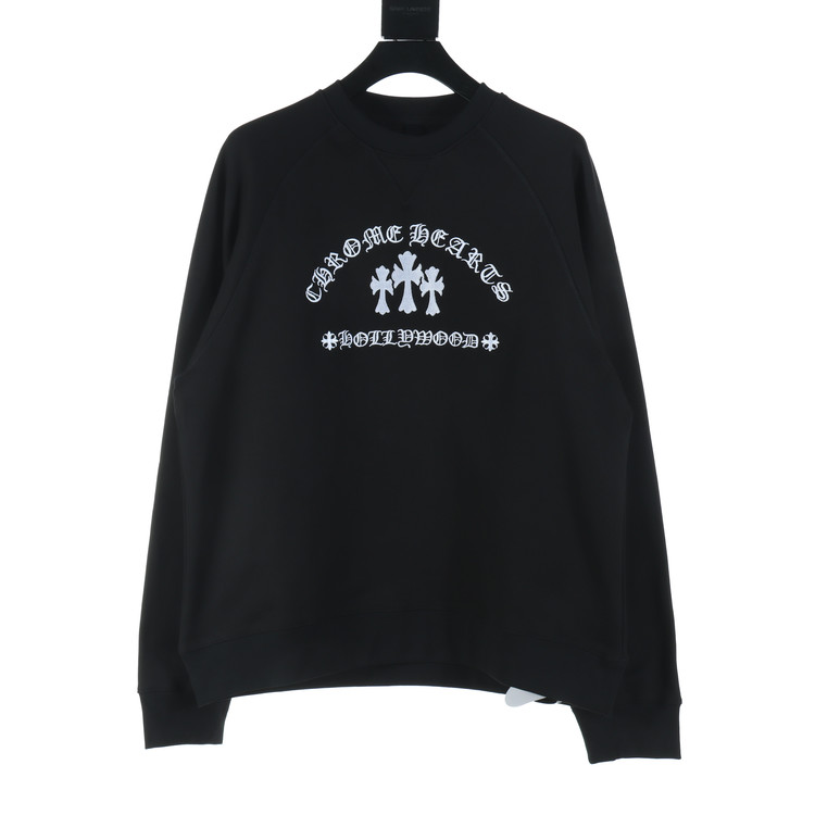 크롬하츠 산스크리트 크로스 자수 라운드넥 스웨트셔츠