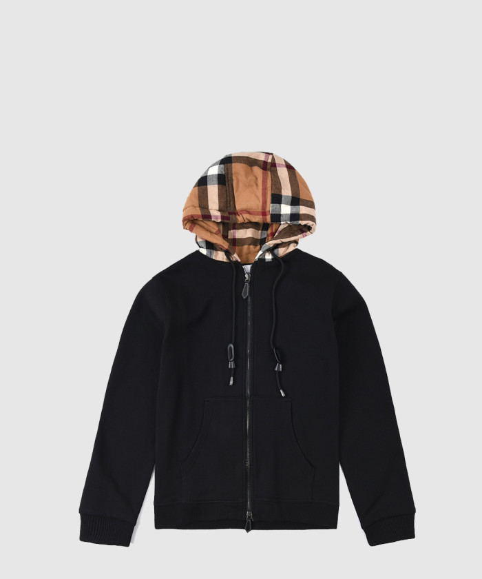 버버리 첵 후드 코튼 후디드 탑 80558681