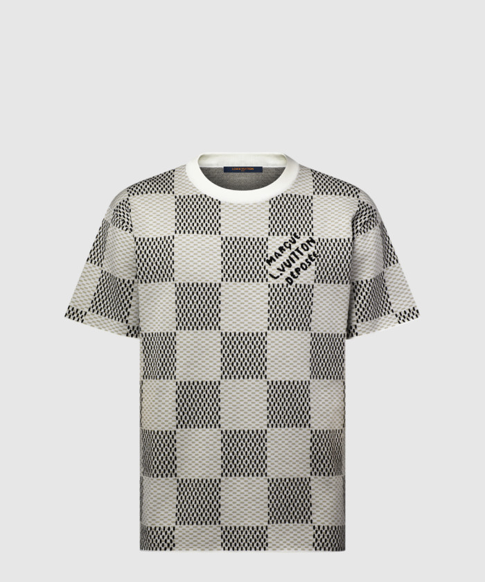 루이비통 DAMIER 자카드 쇼트 슬리브 크루넥 1AHEBB