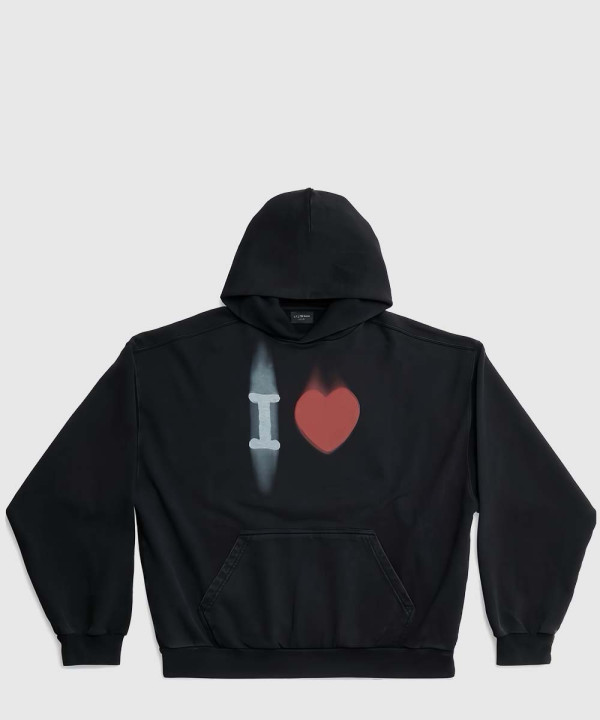 발렌시아가 로고 프린트 코튼 후디