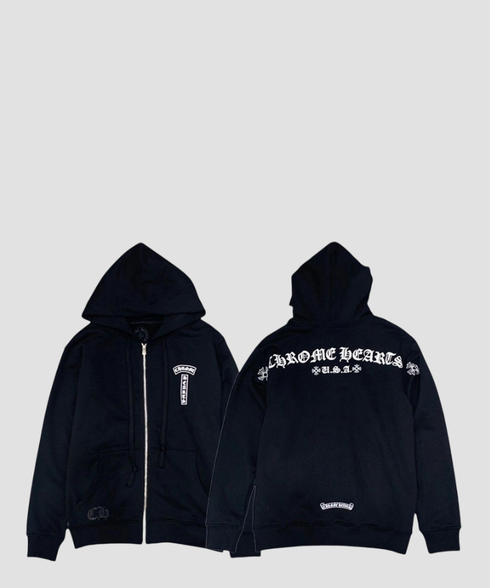 크롬하츠 T로고 집업 후디