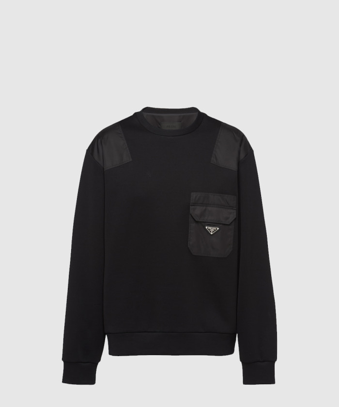 프라다 리나일론 디테일 코튼 스웨트셔츠 UJL35B