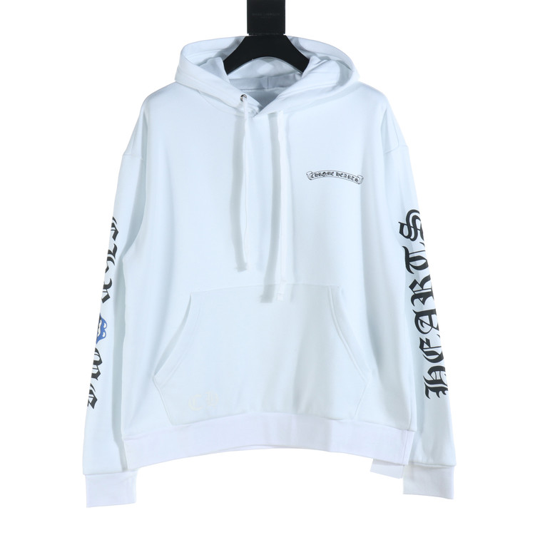 크롬하츠 암 산스크리트 백 블루 빅 텅 후드 스웨트 셔츠