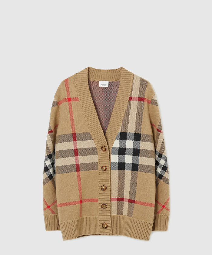 버버리 체크 테크니컬 울 자카드 가디건 80391531