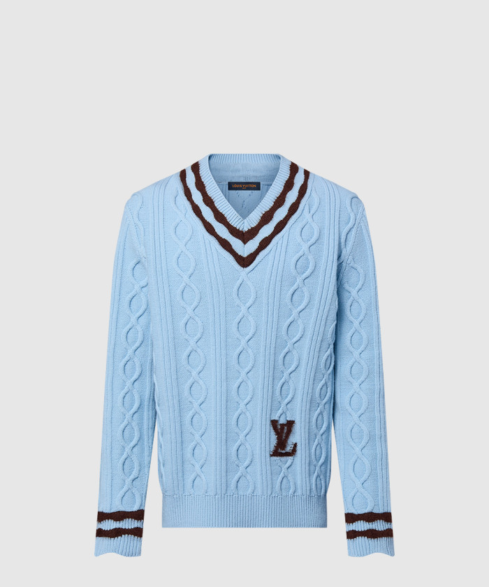 루이비통 케이블 니트 울 앤드 모헤어 V넥 풀오버 1AFPYY