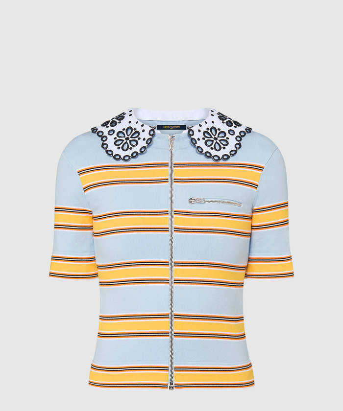 루이비통 칼라 디테일 스트라이프드 니트 톱 1AFUAB