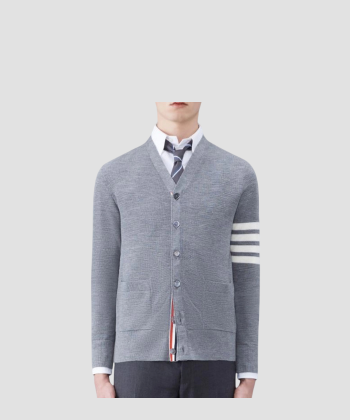 톰브라운 파인 메리노 브이넥 가디건