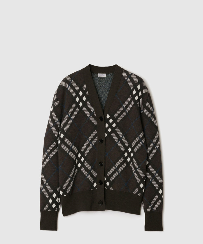 버버리 체크 울 블렌드 가디건 80934931