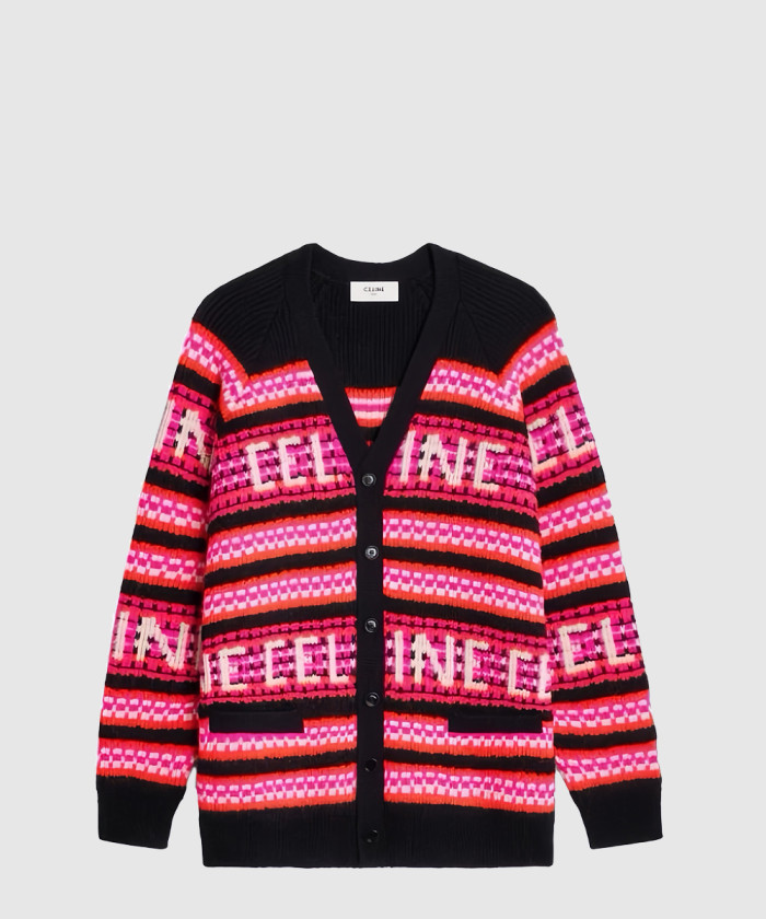 셀린느 자카드 니트 울 가디건 2AC915