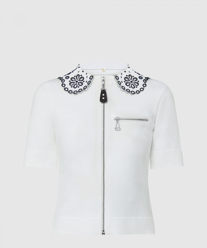 루이비통 브로더리 칼라 집업 니트 톱 1AGAG3