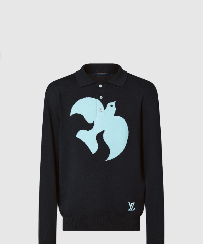 루이비통 그래픽 롱 슬리브 니트 폴로 1AAT4M