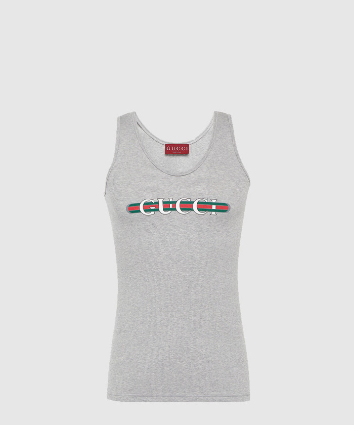 구찌 로고 리브 니트 코튼 저지 탱크탑 776640