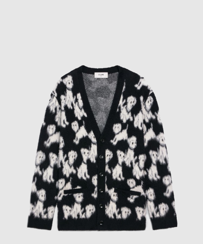 셀린느 패턴 브러쉬드 코튼 자카드 가디건 2A51W5