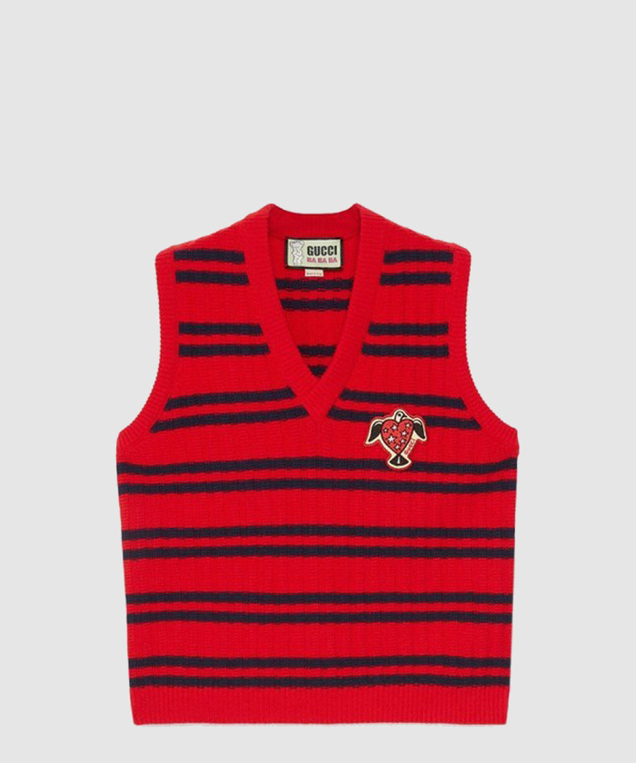 구찌 하하하 스페셜 시리즈 스트라이프 울 베스트 721799