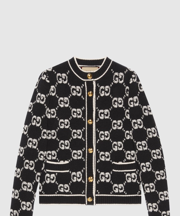 구찌 GG 울 부클레 자카드 가디건 713300