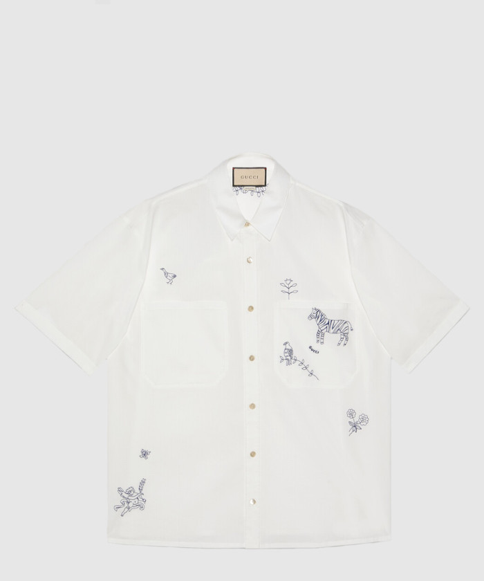 구찌 블라우스 셔츠 자수 코튼 폴리에스테르 732522