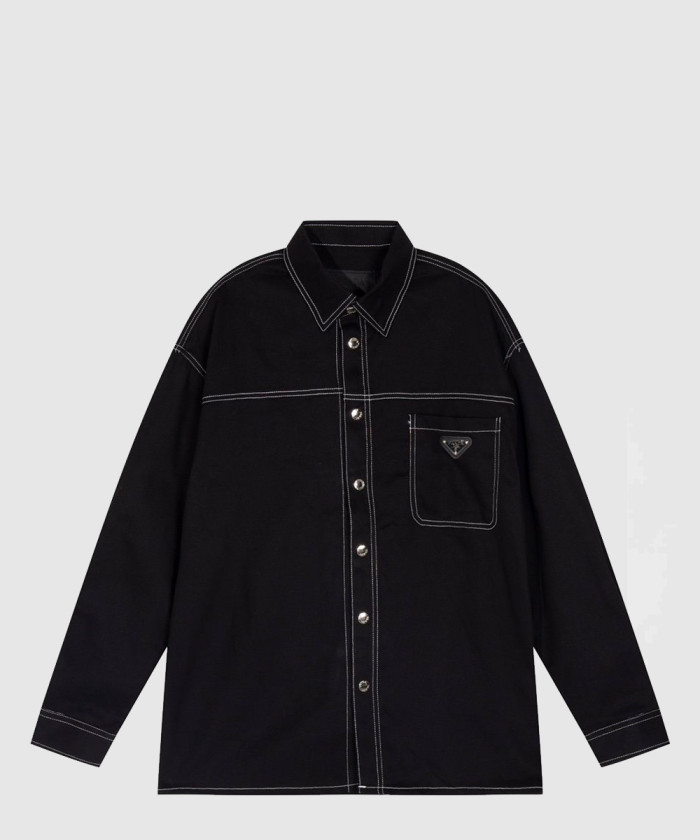 프라다 트라이앵글 로고 스티치 개버딘 셔츠 SC6961