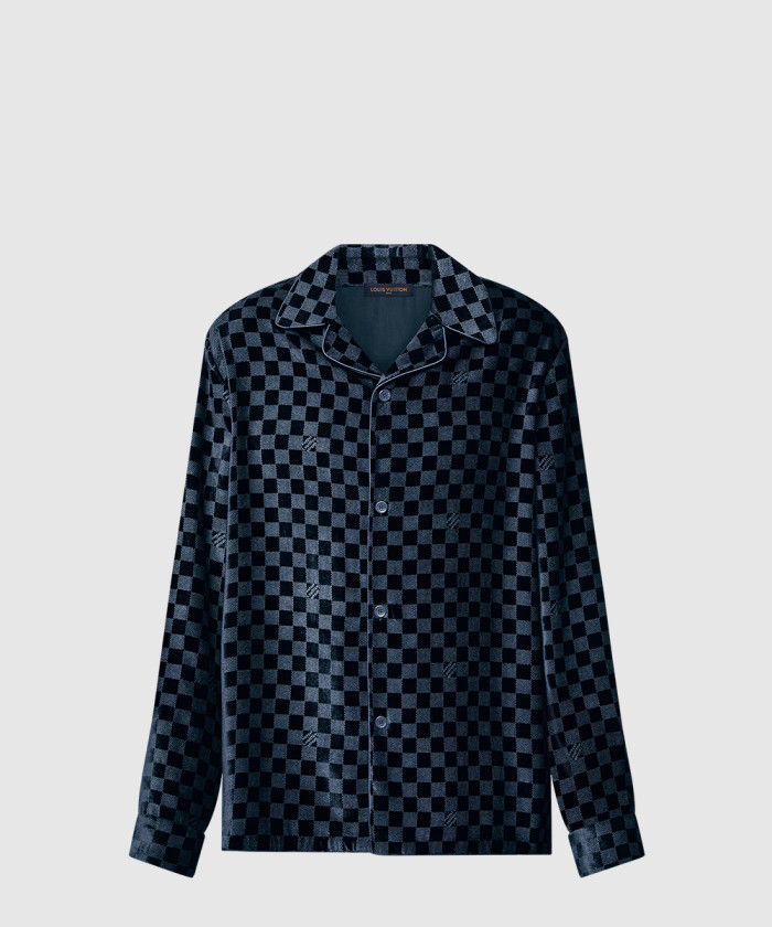 루이비통 Mulberry 실크 블렌드 벨벳 이브닝 긴소매 재킷 셔츠 1AFWFA