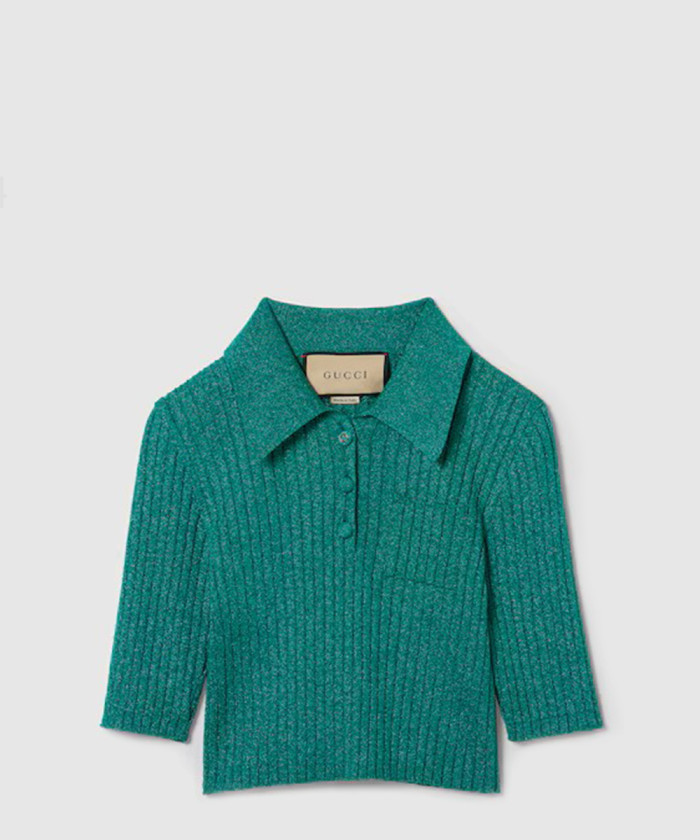 구찌 리브 라메 크롭 폴로 셔츠 775479