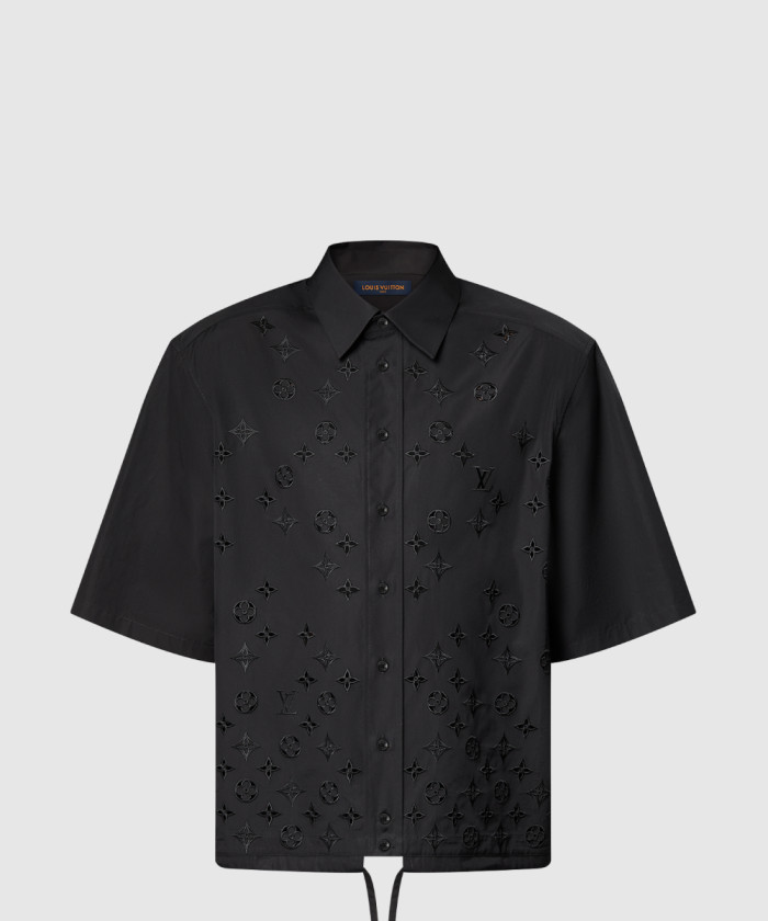 루이비통 모노그램 플라워 엠브로이더드 쇼트 슬리브드 셔츠 1AGTPM
