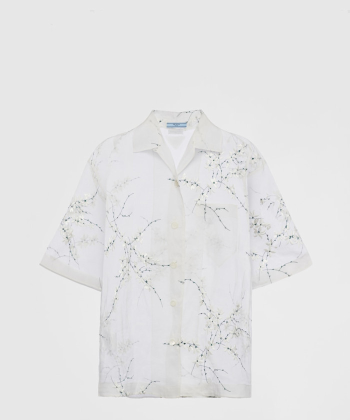 프라다 겹쳐진 자수 장식 셔츠 P433BR