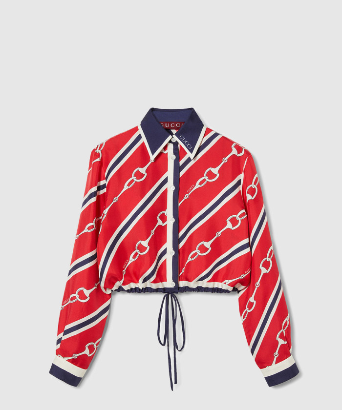 구찌 홀스빗 프린트 실크 셔츠 791840