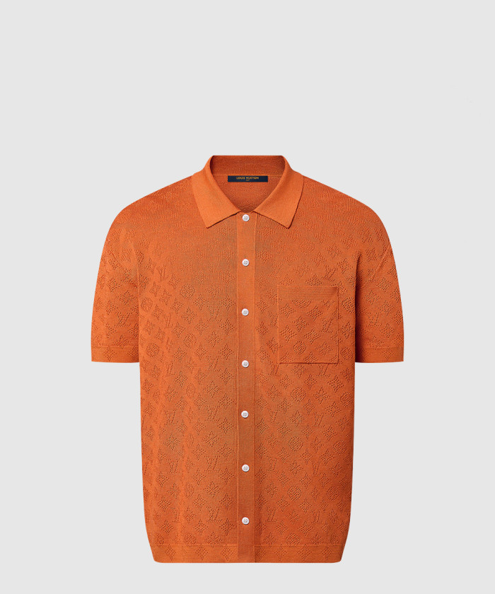 루이비통 모노그램 포인텔 쇼트 슬리브드 코튼 셔츠 1AFQSX