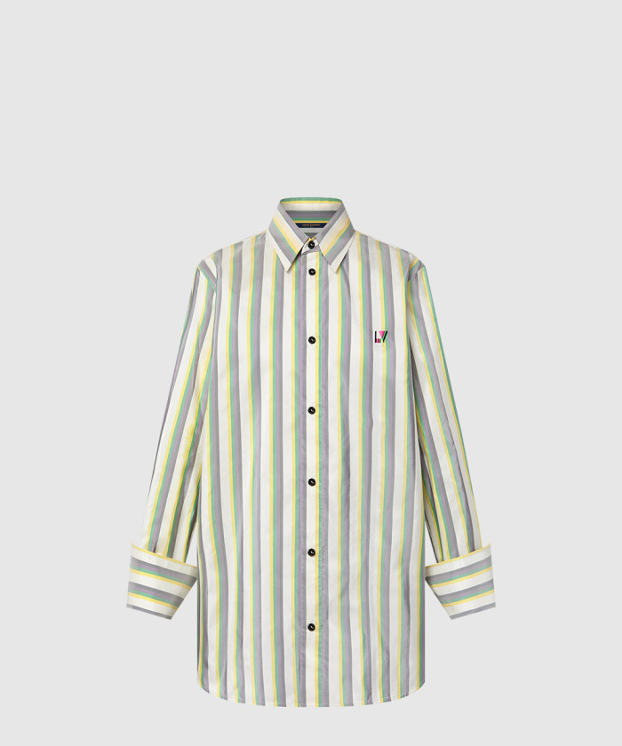 루이비통 멀티 스트라이프 실크 셔츠 1AFNT3