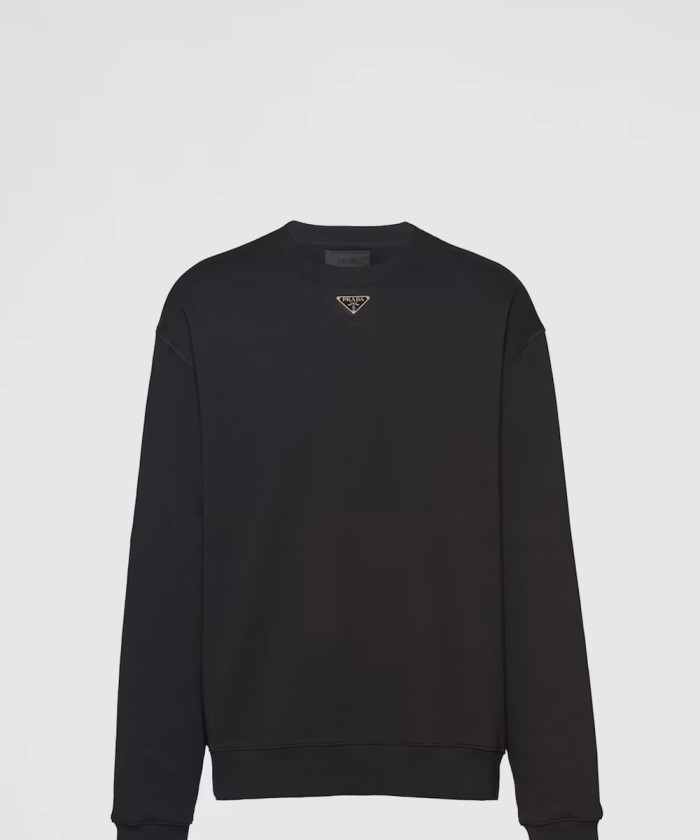 프라다 트라이앵글 로고가 있는 오버사이즈 코튼 스웻셔츠 UJL26A