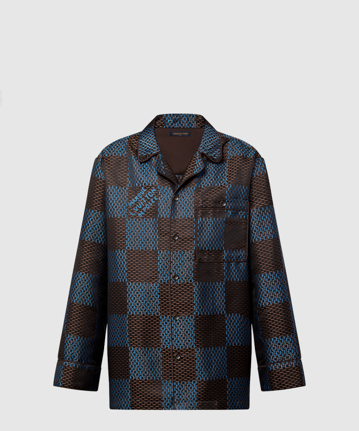 루이비통 롱 슬리브드 다미에 실크 파자마 셔츠 1AFJD0