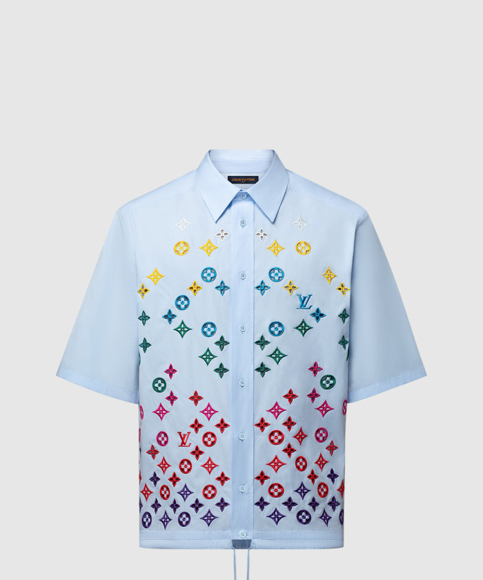 루이비통 모노그램 플라워 엠브로이더드 쇼트 슬리브드 셔츠 1AGTP9