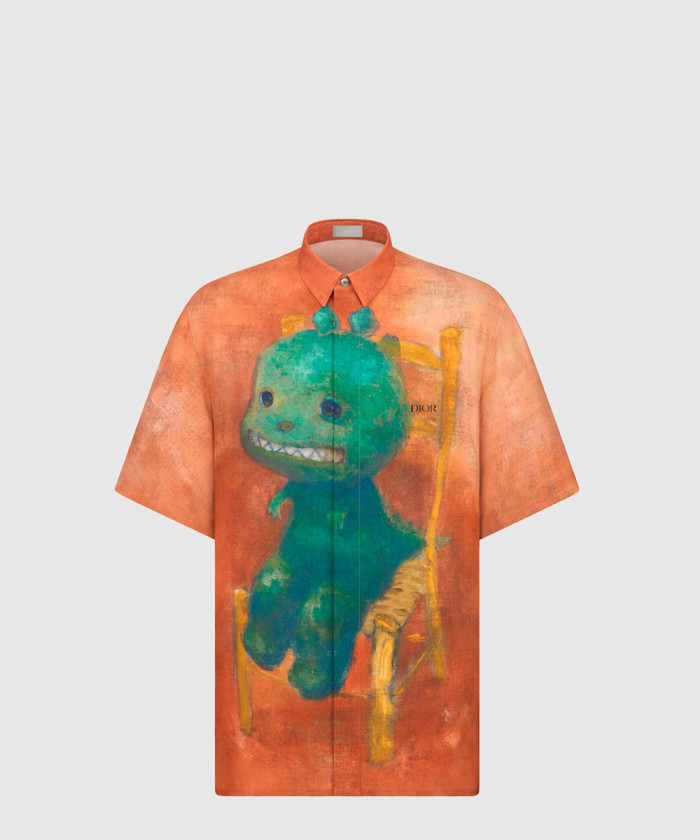 디올 반소매 셔츠 레드 테크니컬 원단 193C5