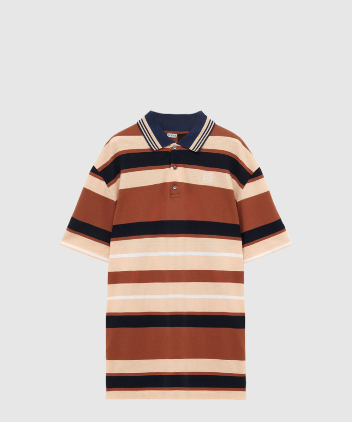 로에베 스트라이프 코튼 린넨블렌드 피케 폴로 셔츠