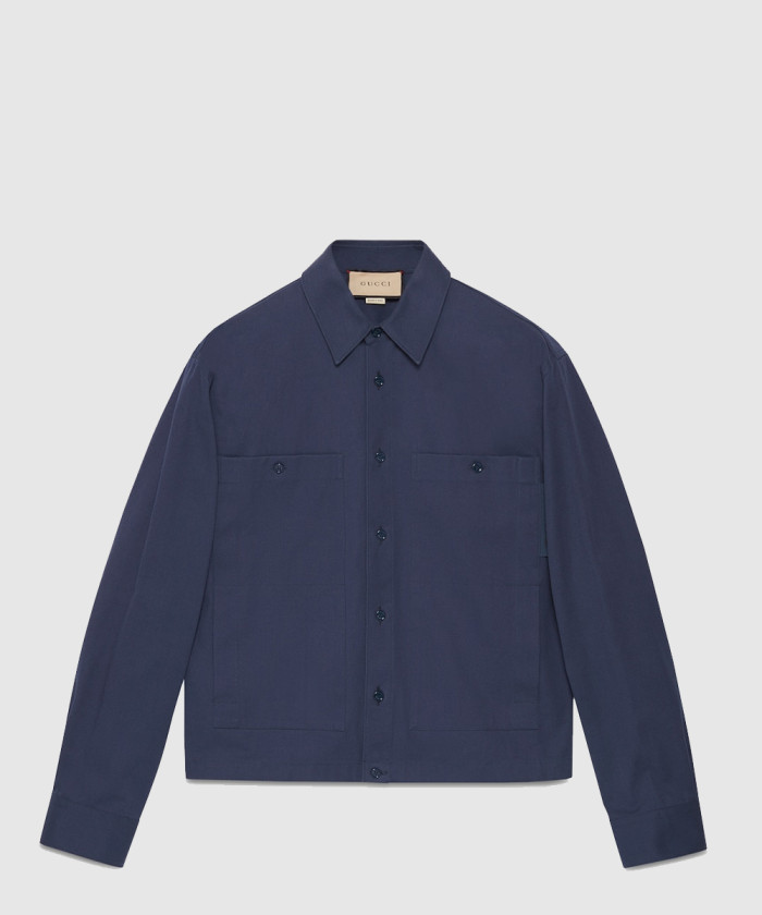 구찌 라벨이 달린 캔버스 코튼 셔츠 762163