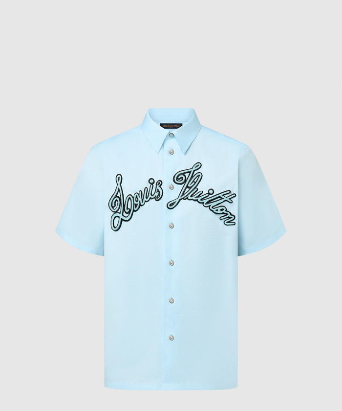 루이비통 엠브로이더드 쇼트 슬리브드 코튼 셔츠 1AFRLP