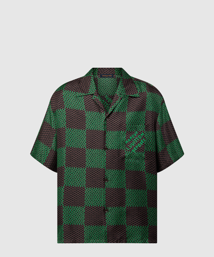 루이비통 오픈 칼라 쇼트 슬리브드 실크 셔츠 1AFJAS